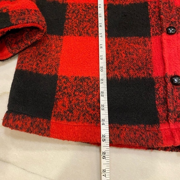Pomander Place Tuckernuck Shirt Jacket Size Small Red Black Plaid Wool Blend - Picture 7 of 14